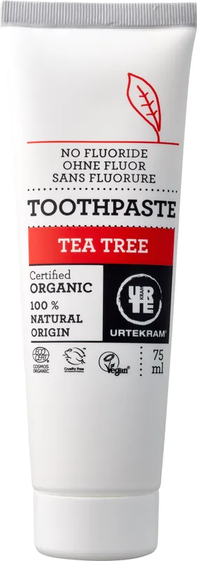 Neue Ware Urtekram Tea Tree Toothpaste ohne Fluorid 75 ml