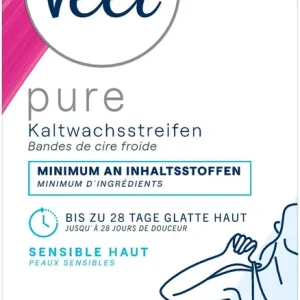 Wochenendangebot Veet Kaltwachsstreifen Bikinizone und Achseln 16 Stück + 4 Tücher