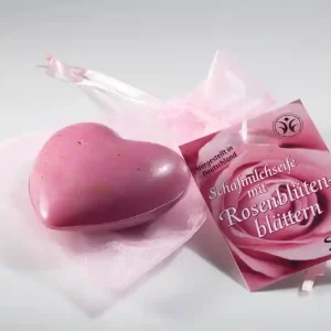 Neu Schafmilchseife - Herz pink im Organzasäckchen