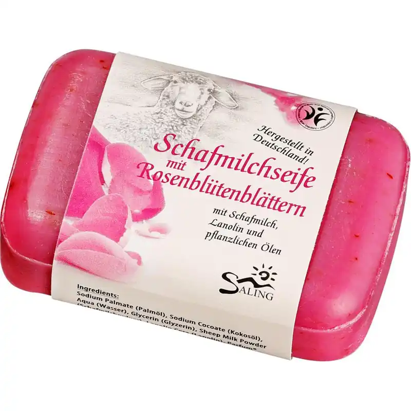 Bestseller Schafmilchseife - mit Rosenblütenblättern pink