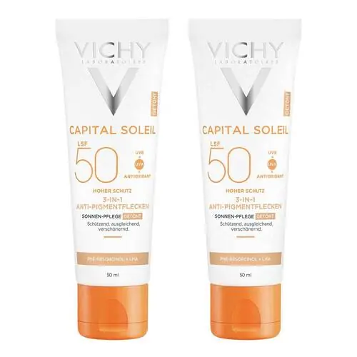 Markenprodukt VICHY Idéal Soleil Anti Pigmentflecken Creme LSF 50+, 2x50 ml