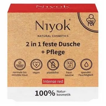 NIYOK feste Dusche+Pflege intense red 80 g Neue Kollektion