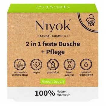 Neu NIYOK feste Dusche+Pflege green touch 80 g