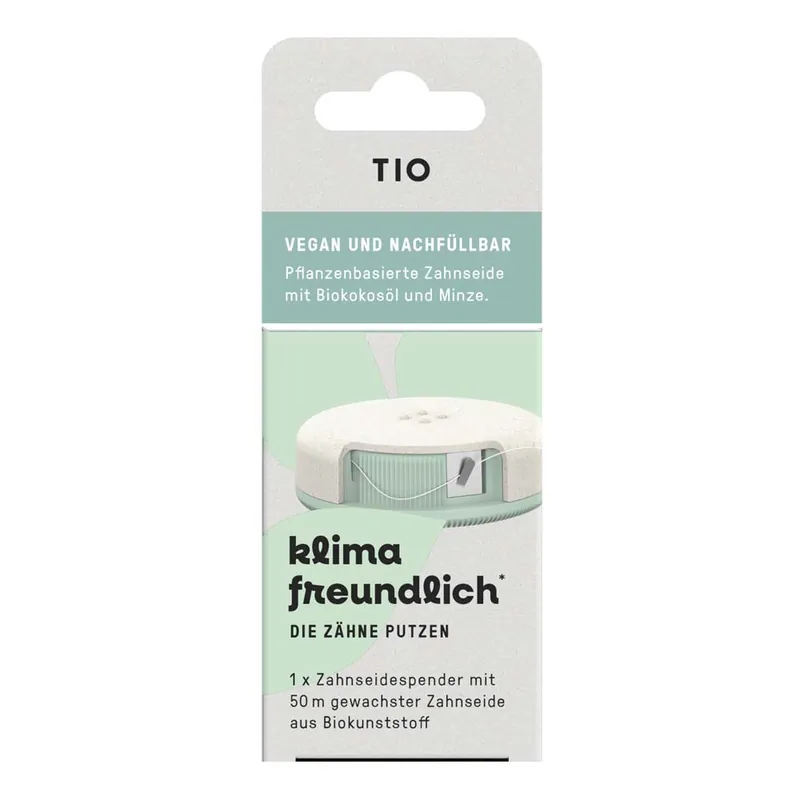 Tiofloss Zahnseidespender - 50m vegane Zahnseide gewachst Neuheit