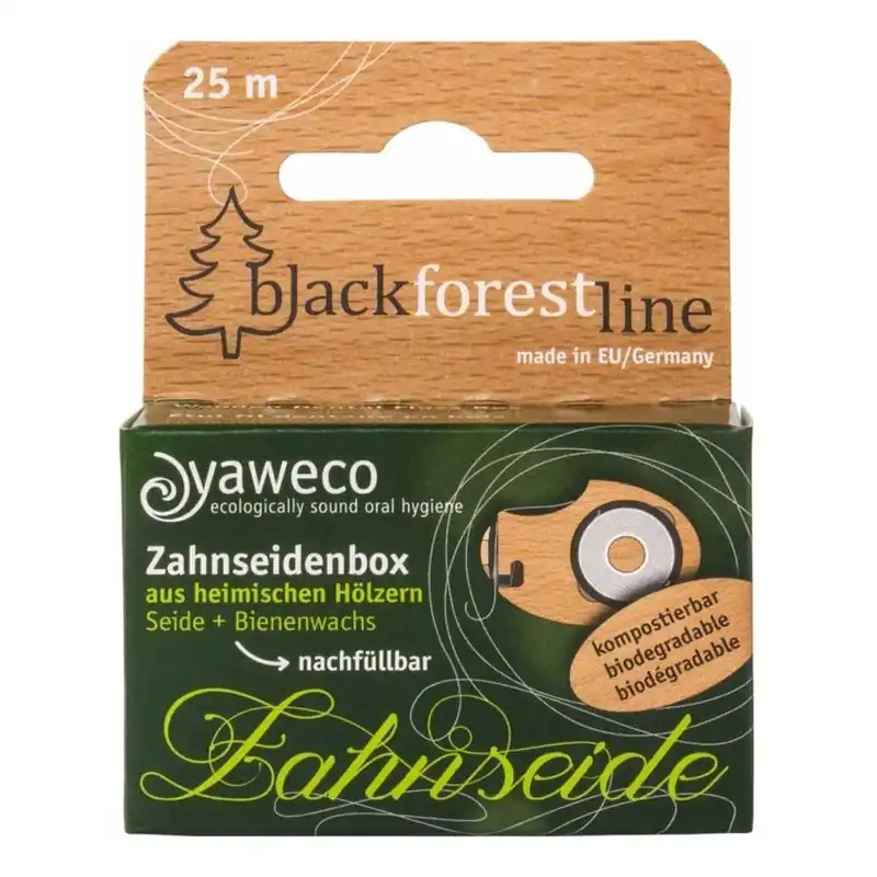 Neu BlackForestLine Zahnseide - Seide+Bienenwachs Holzbox 25m