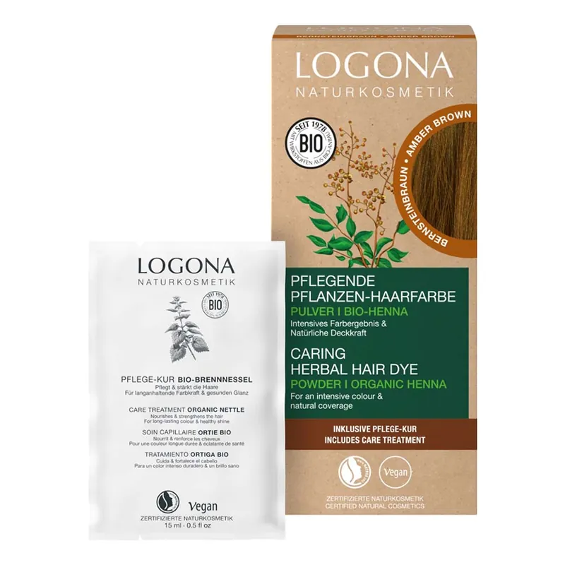 Pflegende Pflanzen-Haarfarbe Pulver - Bernsteinbraun 100g Neu Im Sortiment