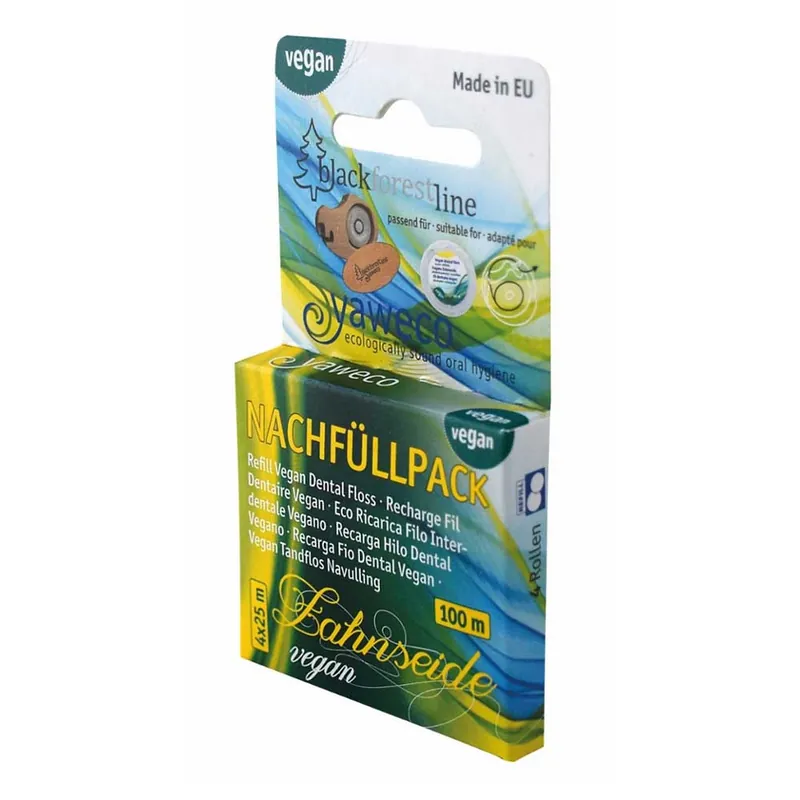 Expressversand Vegane Zahnseide - pflanzlich gewachst Nachfüllpack 4x25m