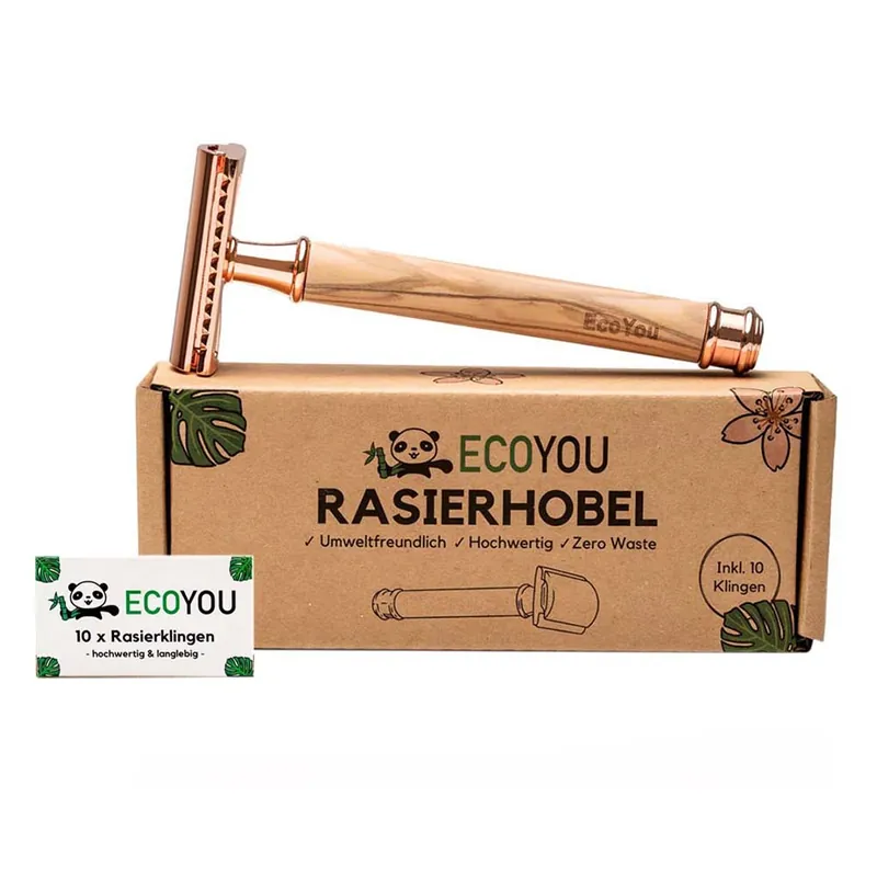 Rasierhobel - Olivenholz | Rose inkl. 10 Klingen Knallerangebot