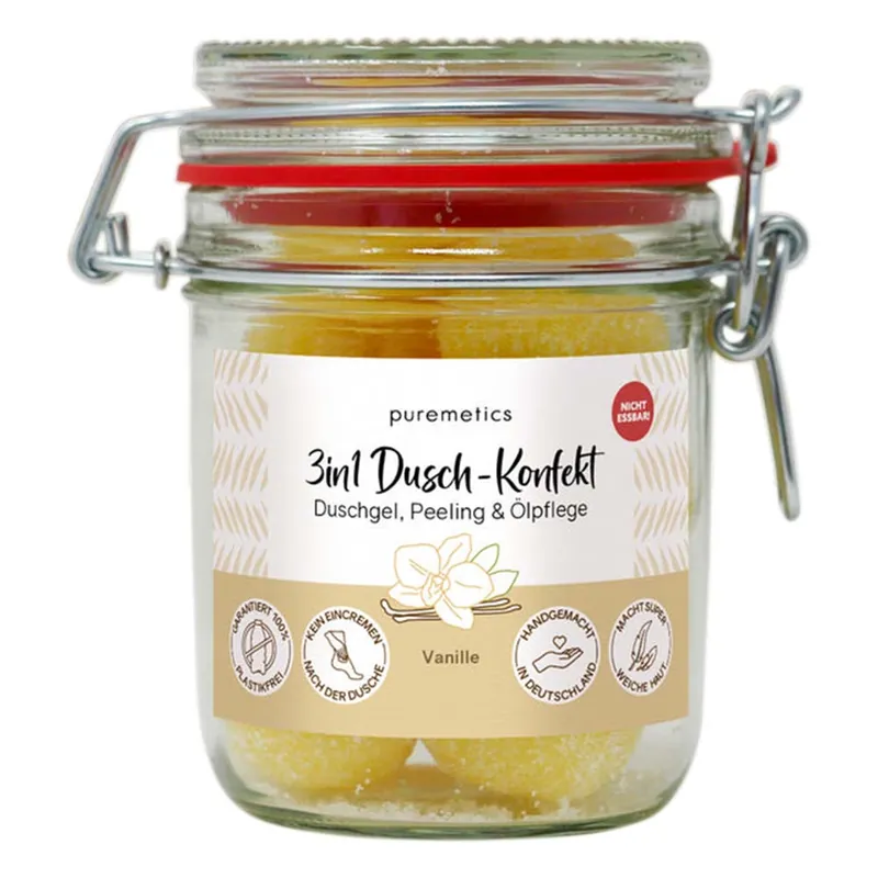 3in1 Dusch-Konfekt - Vanille 10 Stück im Dekoglas 200g Super-Preis