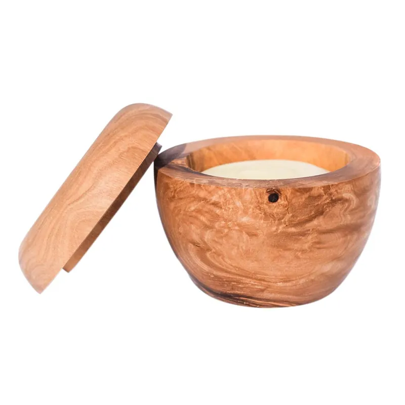 Rasierdose - Olivenholz mit Seife Neu Im Sortiment