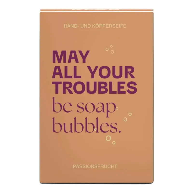 Hand- und Körperseife - Passionsfrucht "May all your troubles be soap bubbles." 135g Gratis Versand