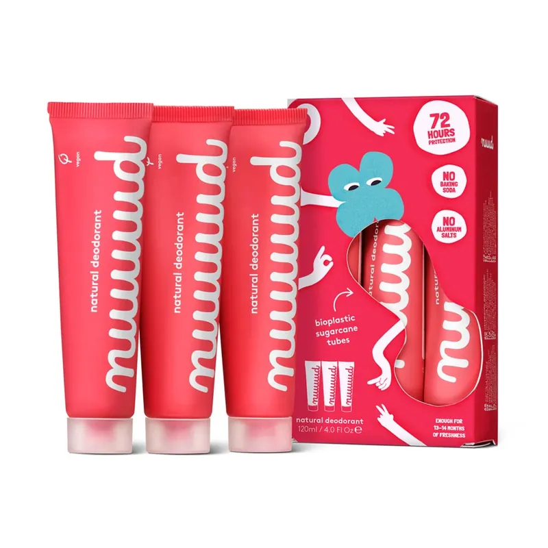 Zertifiziert New Cream vegane Deocreme - XXL Pack Red 3x40ml